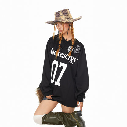 Number 07 V Neck Long Sleeve T-Shirt