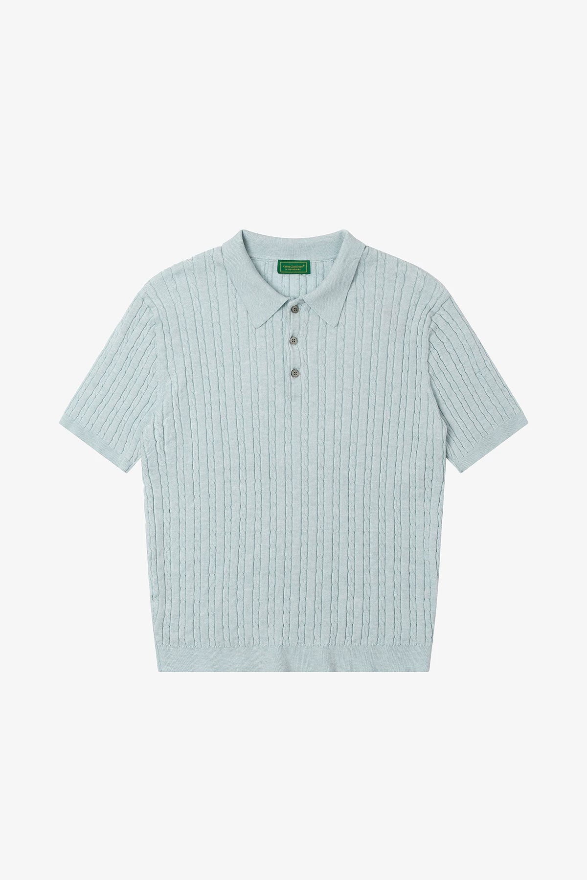 Relaxed Wool-Blend Cable Knit Polo Shirt