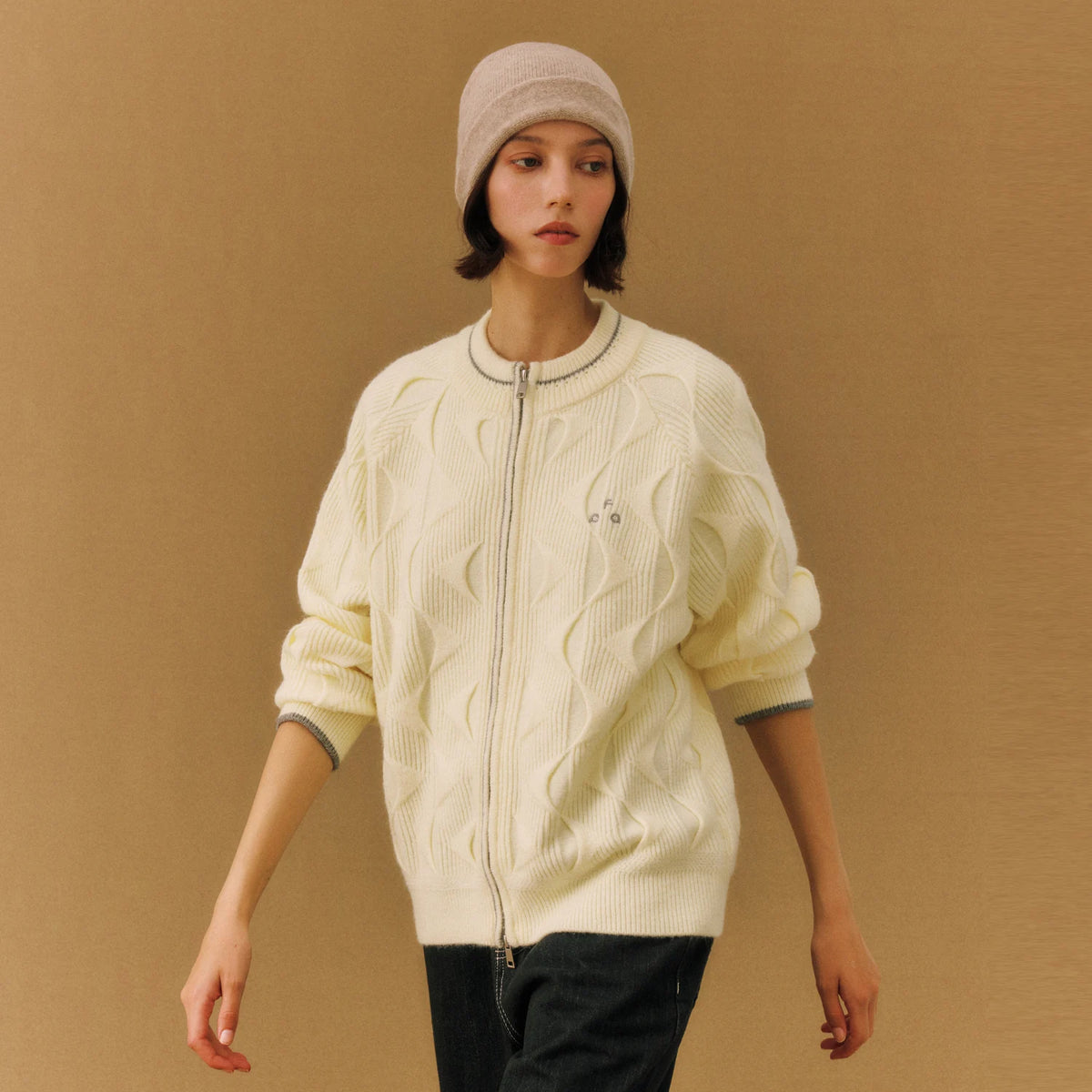 FPA Wave Cable Round-Neck Zip Sweater
