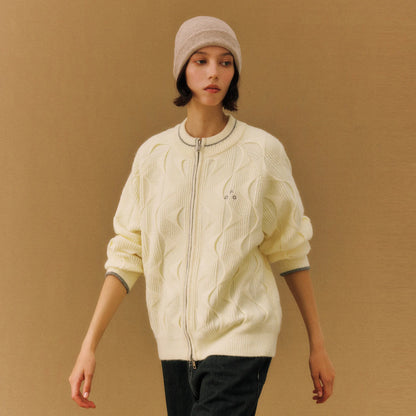 FPA Wave Cable Round-Neck Zip Sweater