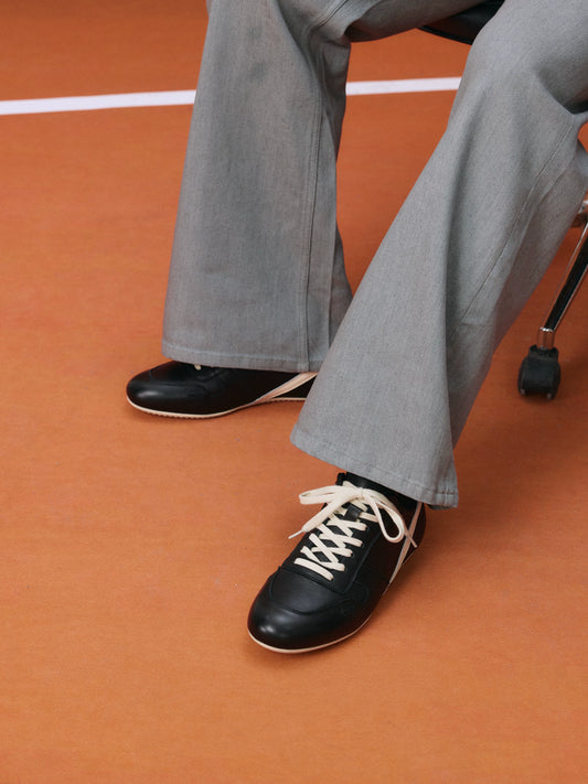 Vegetable-Tanned Calfskin Contrast German Trainer Sneakers