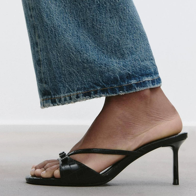 Women's High-Heel Single Strap Mule Sandals
