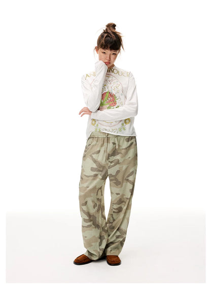 Camouflage Print Straight Leg Pants