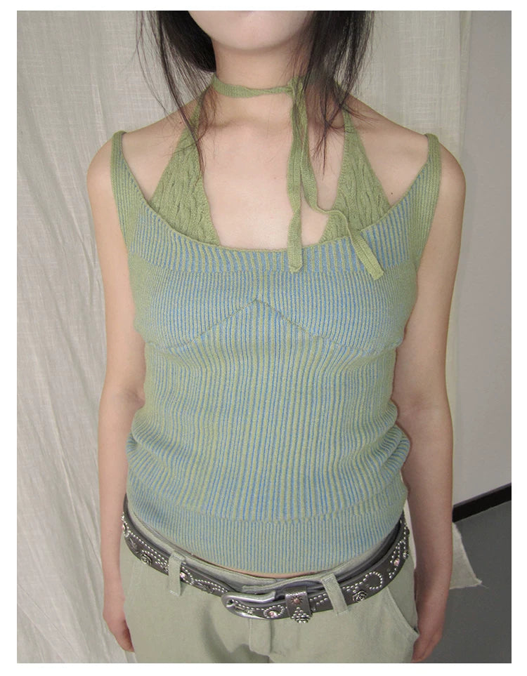 Cropped Knit Racerback Vest Top
