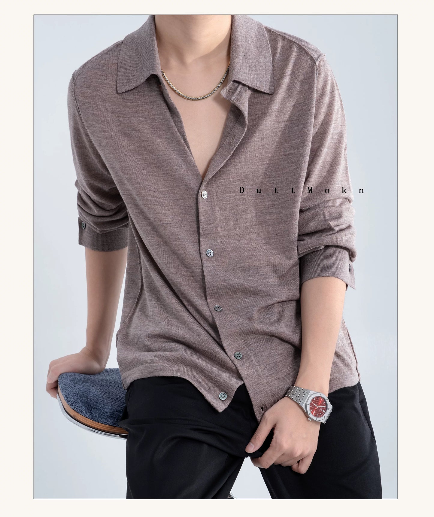 Inside-Out Merino Silk Knit Shirt
