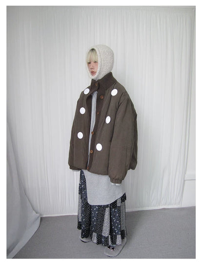 Smoke Pink Stand-Collar Quilted Jacket