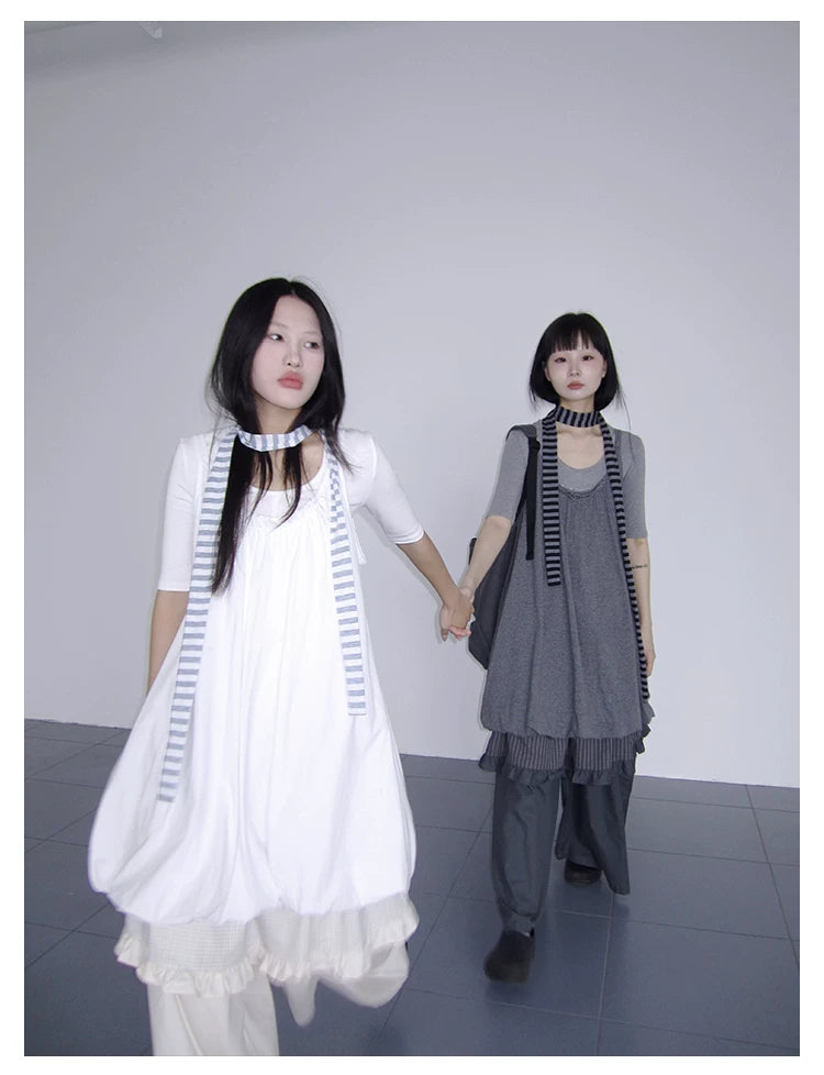 Layered White Slip Midi Dress
