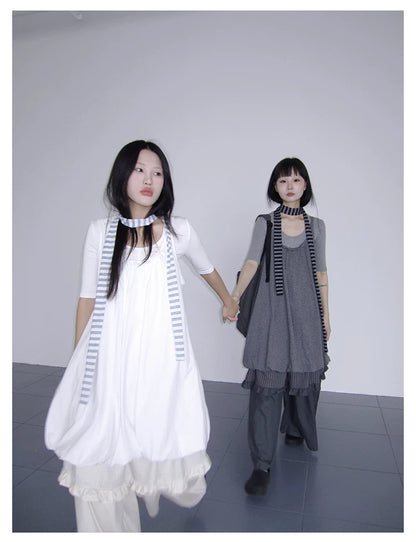 Layered White Slip Midi Dress