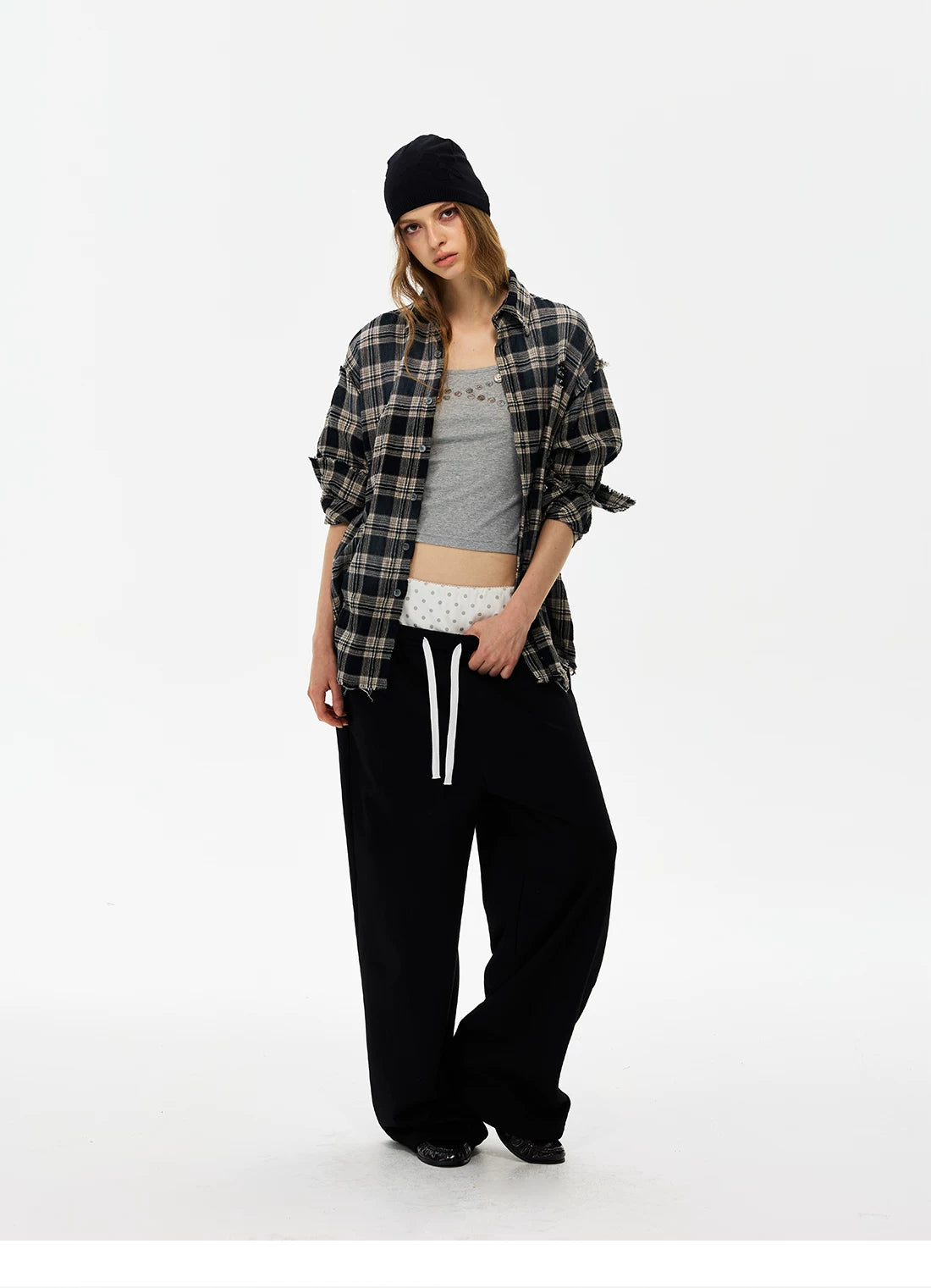Polka Dot Waist Wide-Leg Sweatpants product photo