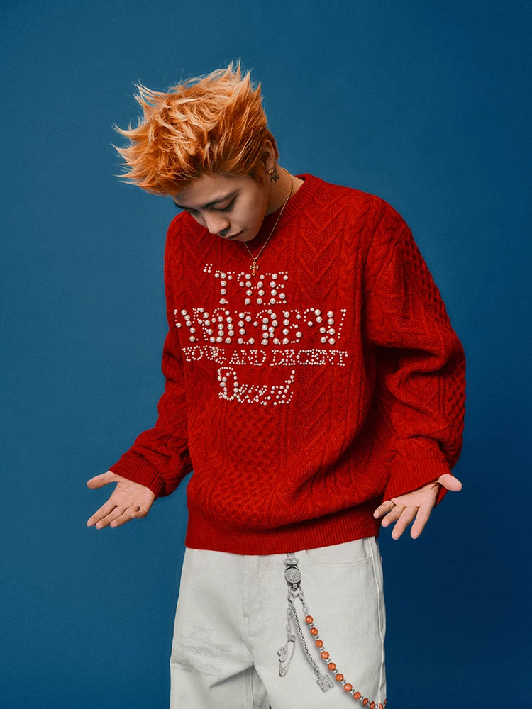 Pearl Letter Knit Sweater