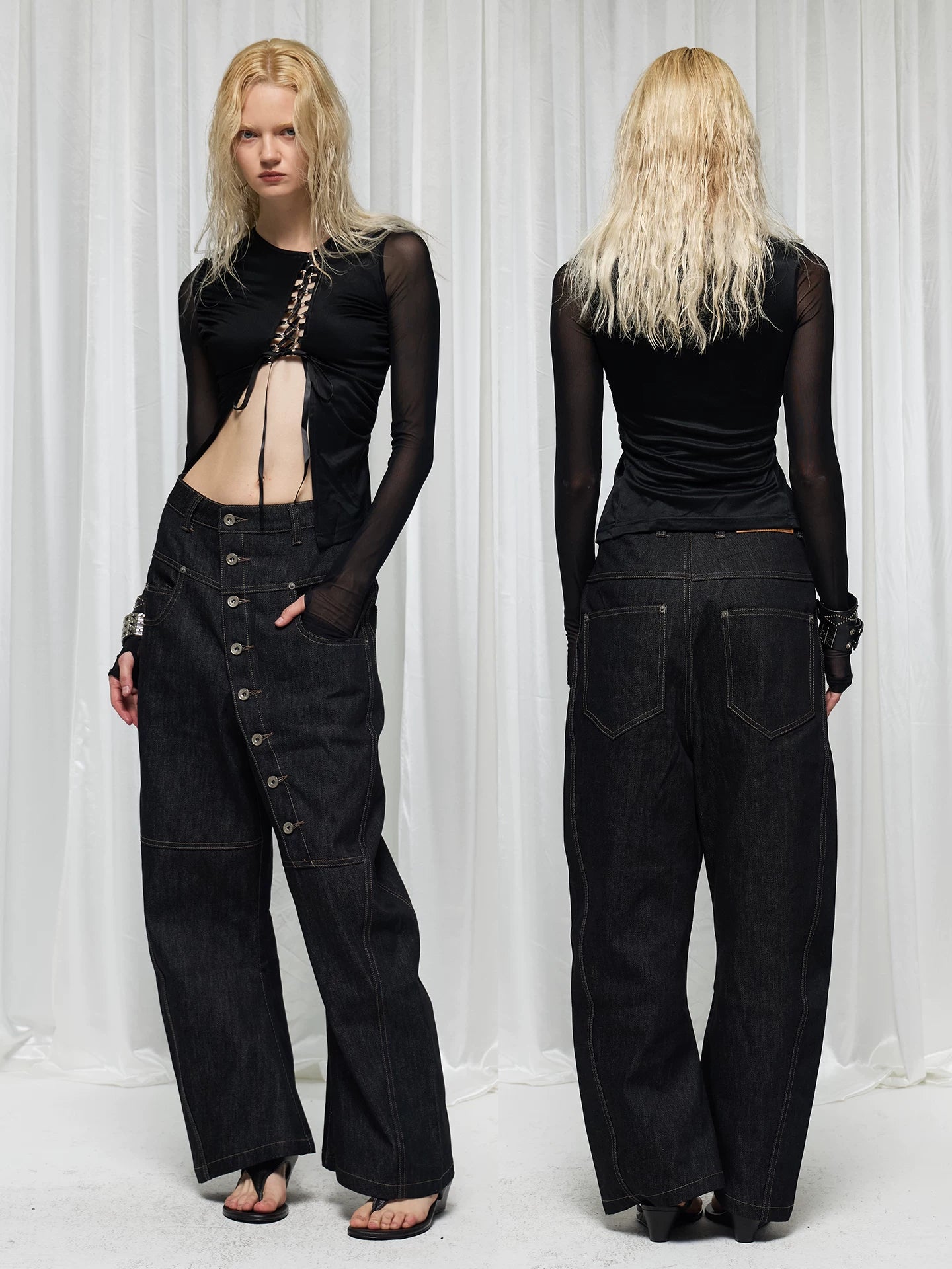 Vintage Raw Denim Button Fly Jeans