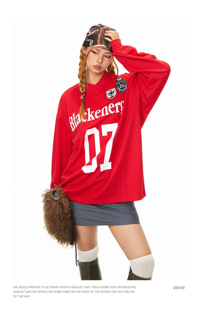 Number 07 V Neck Long Sleeve T-Shirt