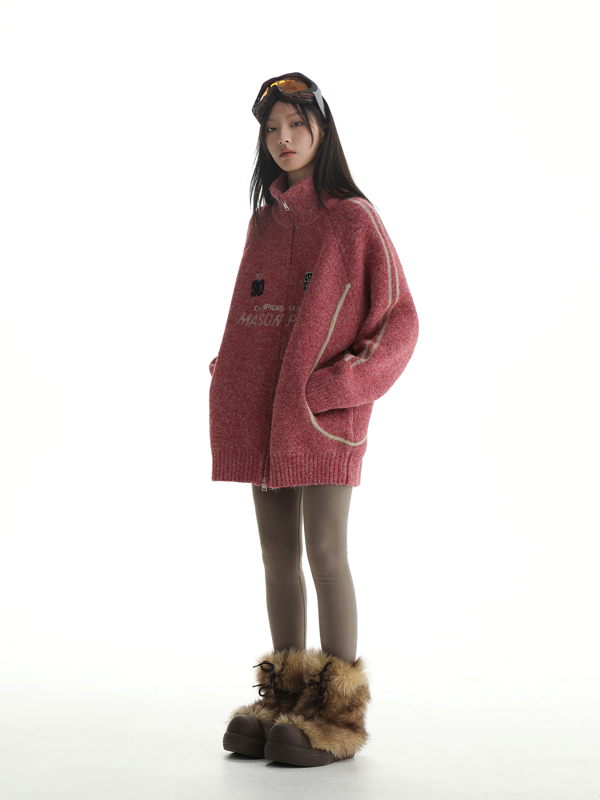 MASONPRINCE Contrast Piping Wool-Blend Zip Cardigan