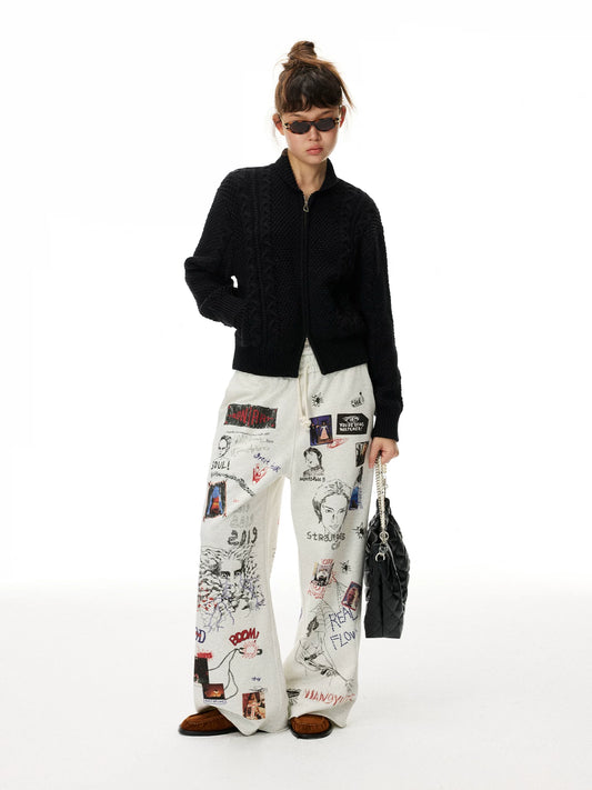 Pantalón de chándal de punto recto estampado
