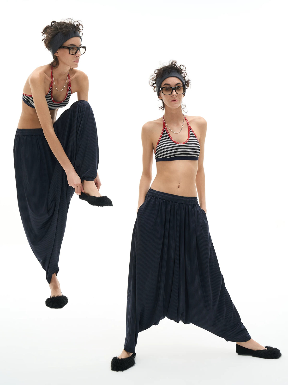 Navy Pinstripe Harem Pants product view