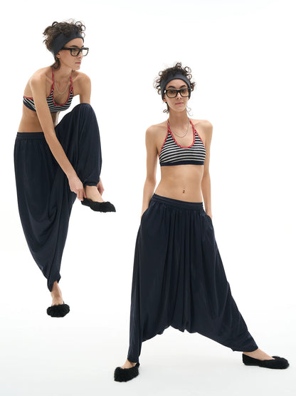 Navy Pinstripe Harem Pants product view