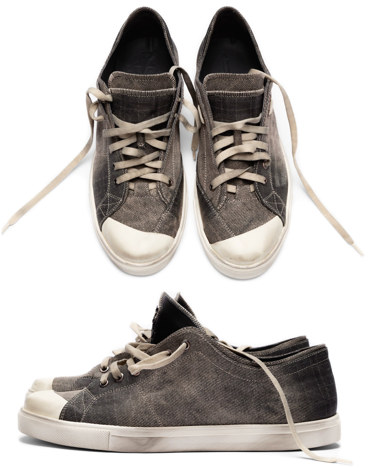 VOWPROGRESS Heavy-Washed Sculpted-Toe Vulcanized Sneakers
