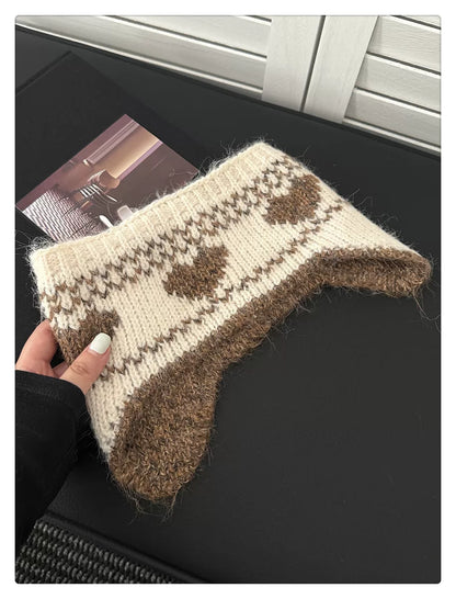 Heart Pattern Knit Earflap Headband product photo