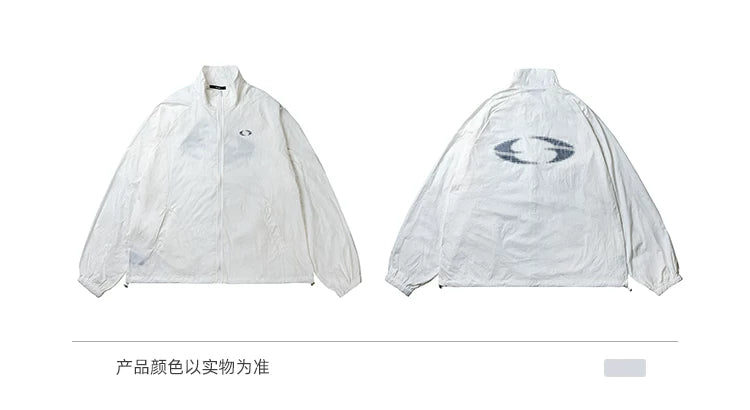 Crinkled Stand Collar Zip Jacket