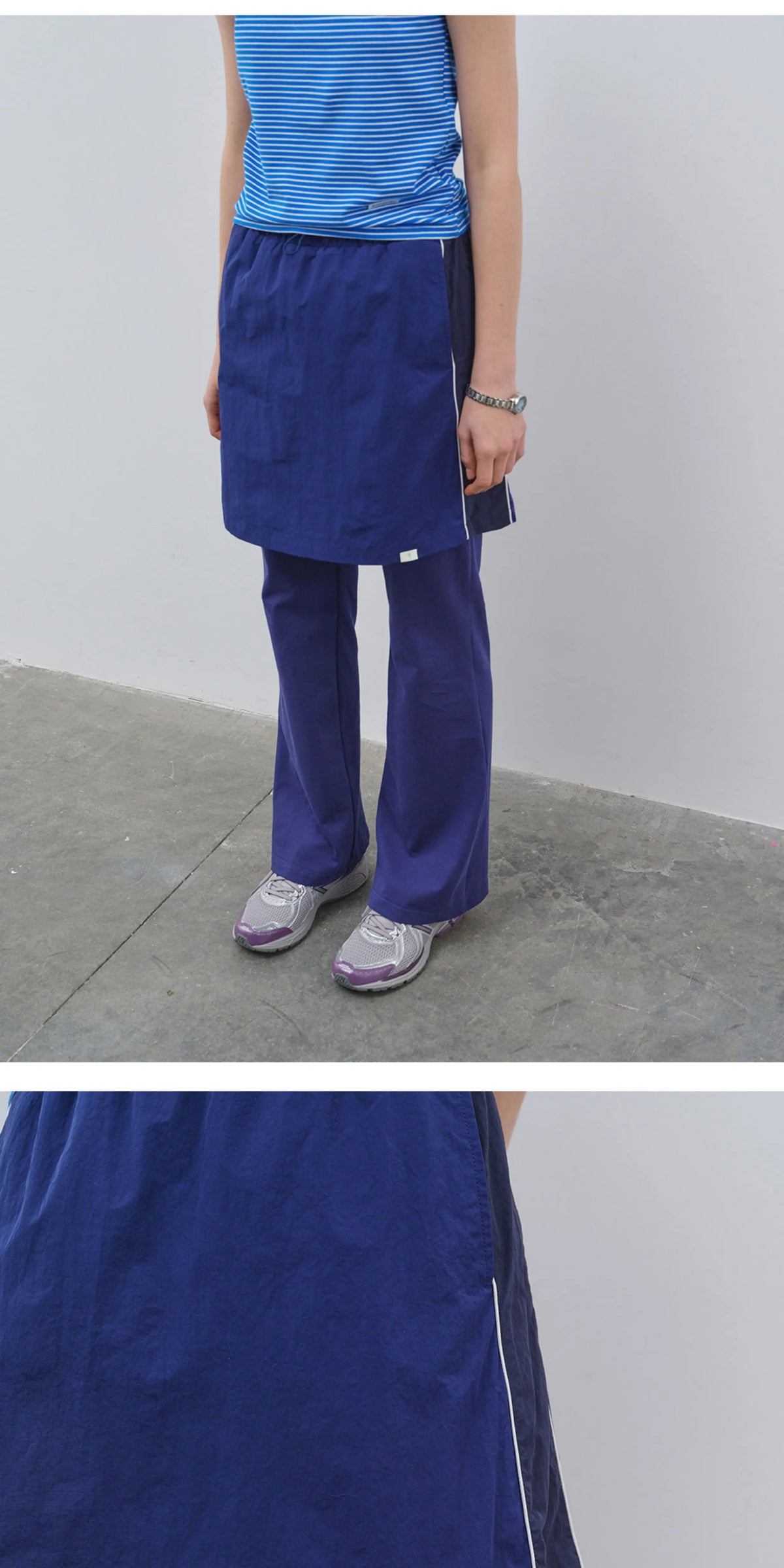 Blue Layered Skirt Trousers