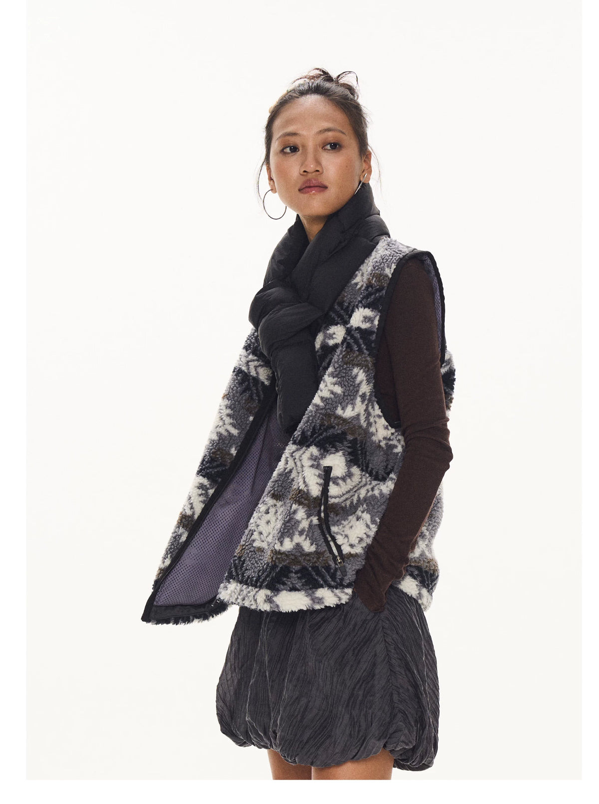 Patterned Fleece Vest model view