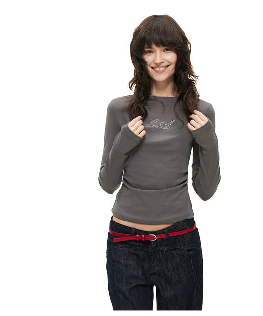 Crystal Letter Ruched Top