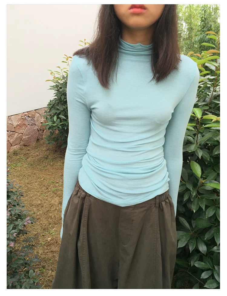 Mock Neck Fitted Long Sleeve Top