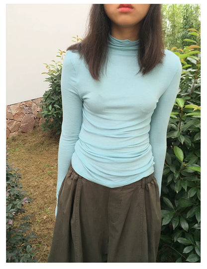 Mock Neck Fitted Long Sleeve Top