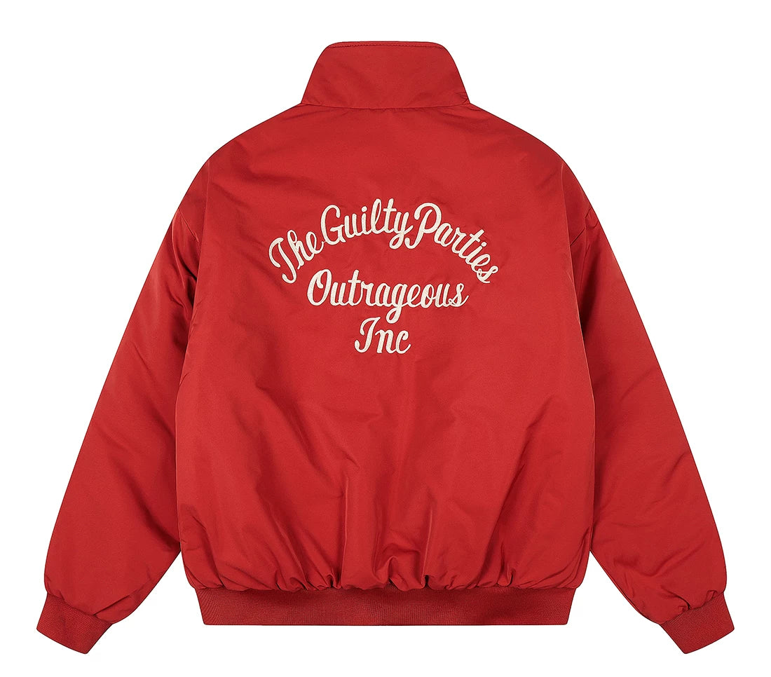Men’s Red Embroidered Flight Jacket