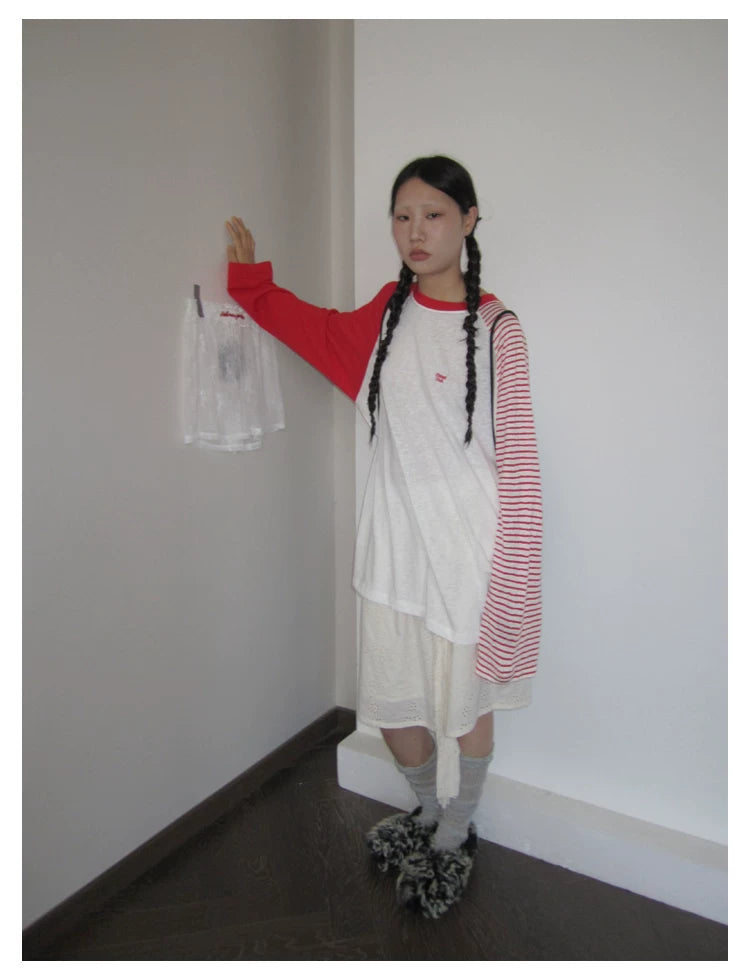 Colorblock-Raglan-Streifen-Langarmshirt