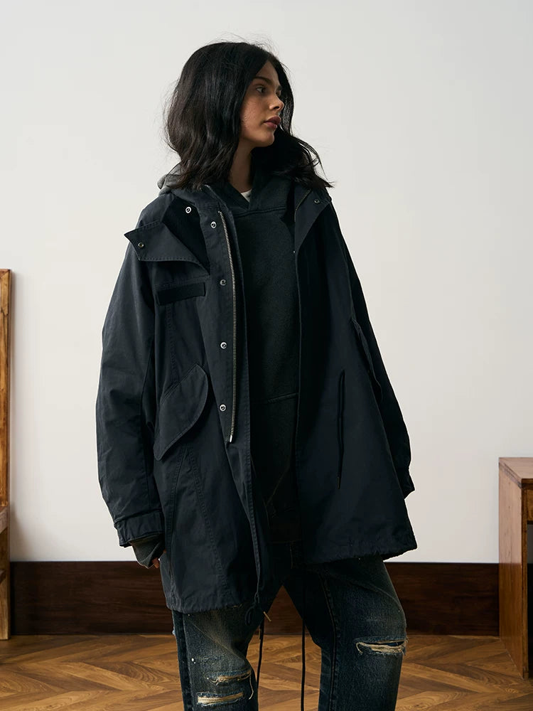 Hooded Fishtail Military Parka in olive product photo