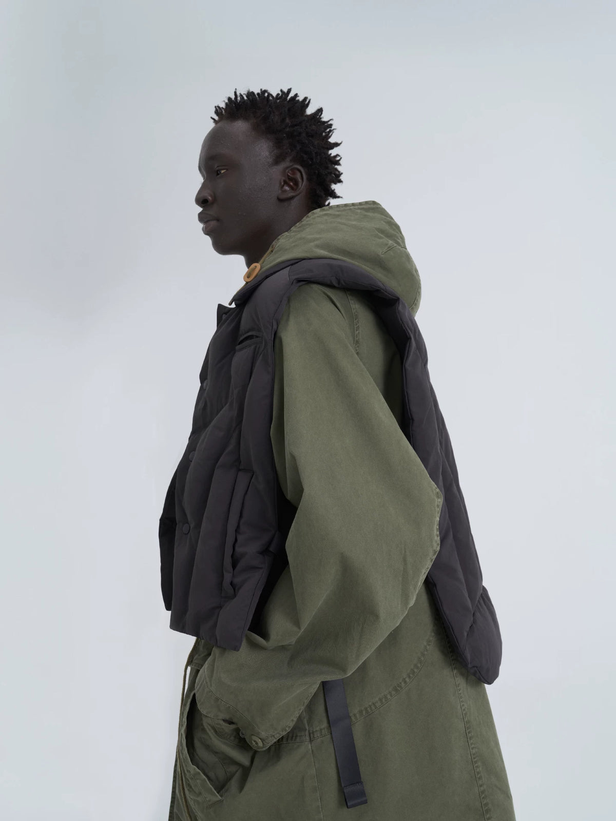 Color Block Puffer Vest olive product view