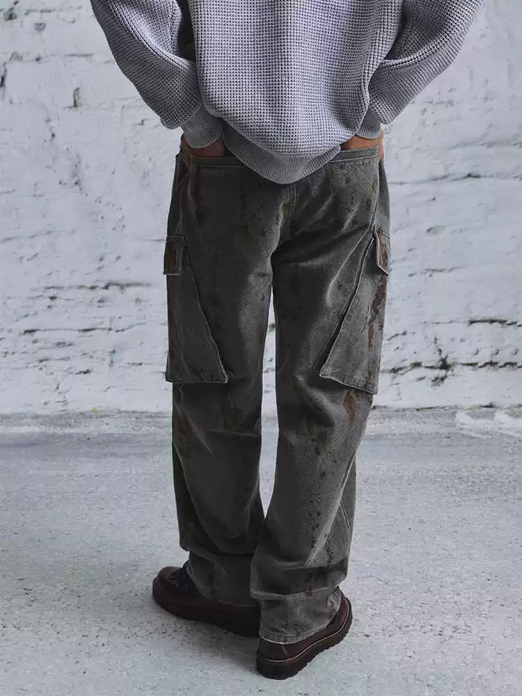 Distressed Print Canvas Cargo Pants product view
