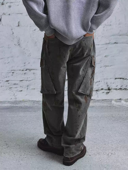 Distressed Print Canvas Cargo Pants product view