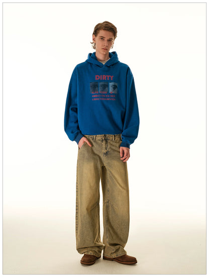 Blue graphic hoodie, full-length alternate view