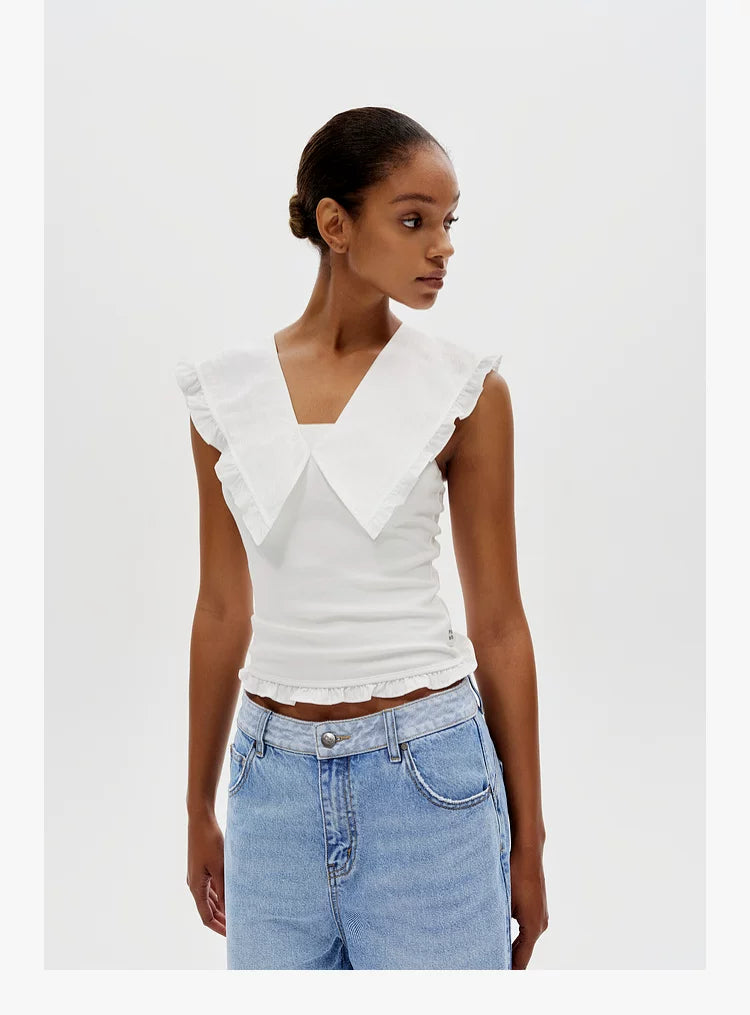 Layered Ruffle V-Neck Top - 360 view 4