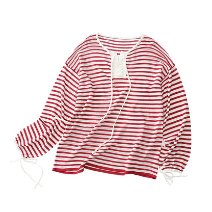 Striped V Neck Knit Top