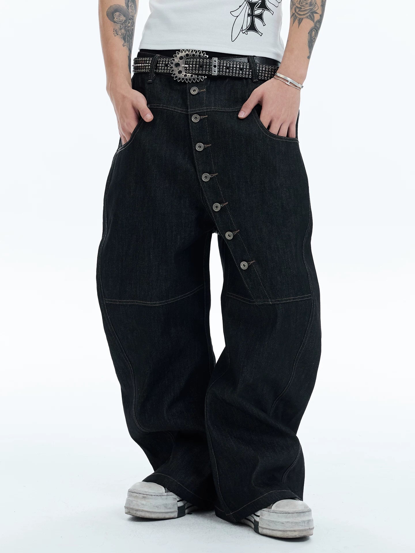 Vintage Raw Denim Button Fly Jeans