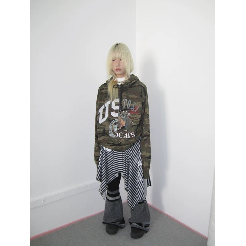 Dachshund Camo Print Hooded Sweatshirt