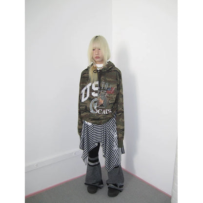 Dachshund Camo Print Hooded Sweatshirt