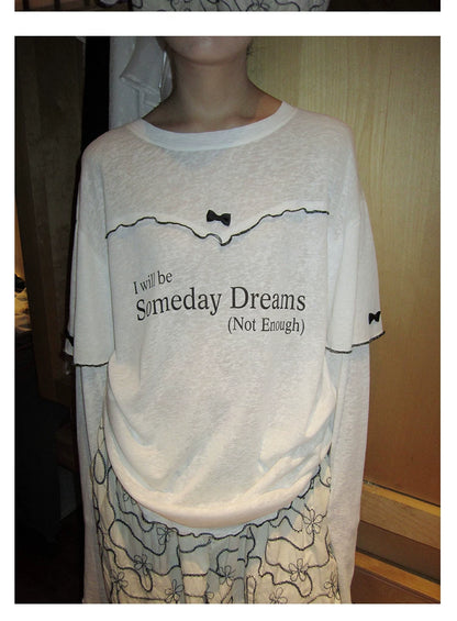 Bow Panel Faux-Layer Long-Sleeve Tee