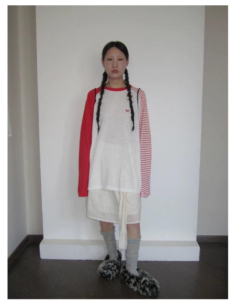 Colorblock-Raglan-Streifen-Langarmshirt