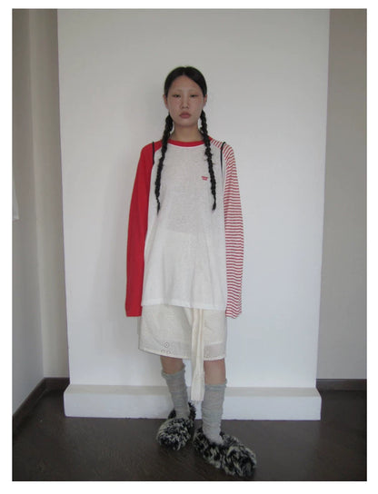 Colorblock-Raglan-Streifen-Langarmshirt