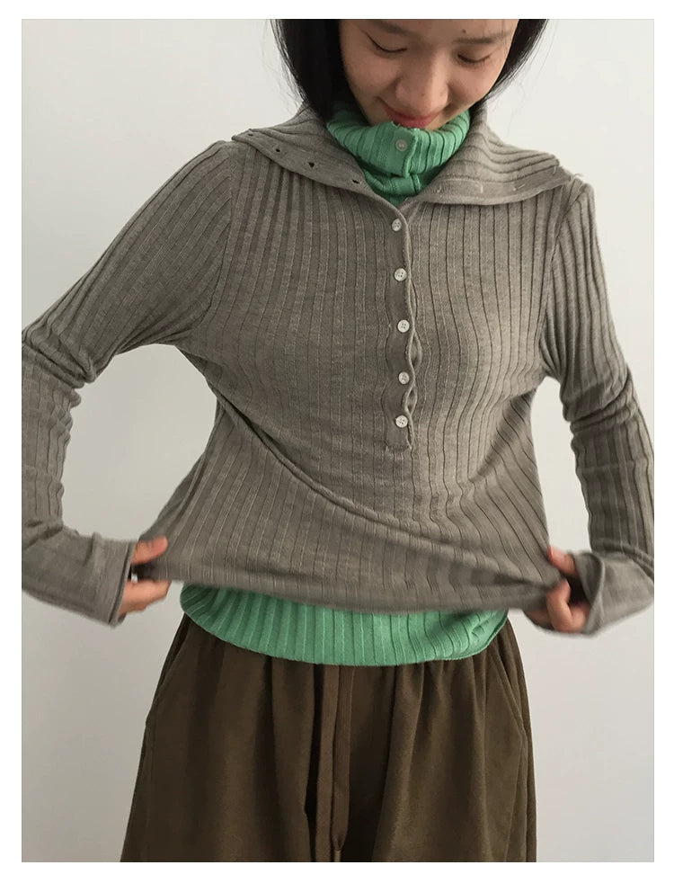 Ribbed Mock-Neck Knit Top