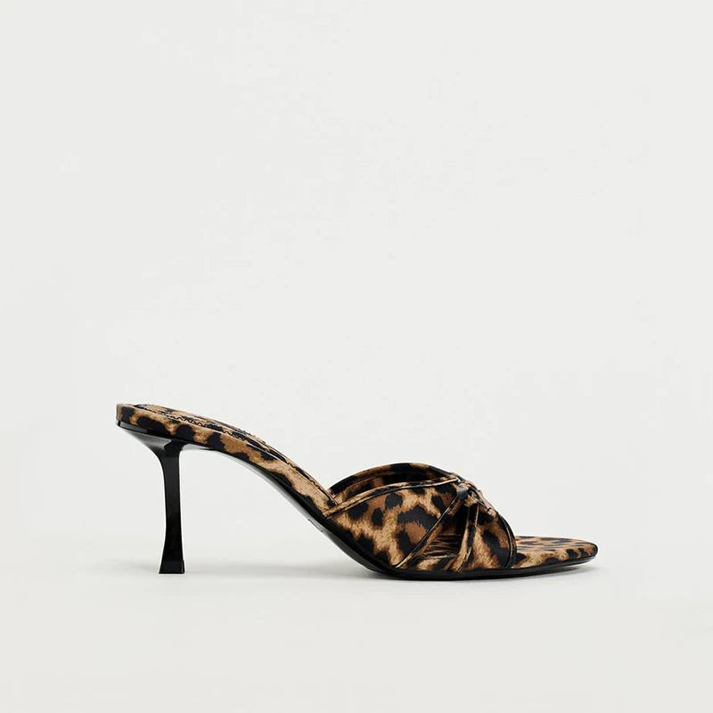 Women's Bow Open Toe High-Heel Mule Sandals