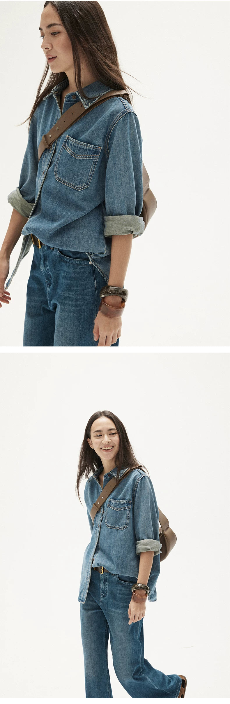MOOFEEL Vintage Denim Shirt - 360 view 4