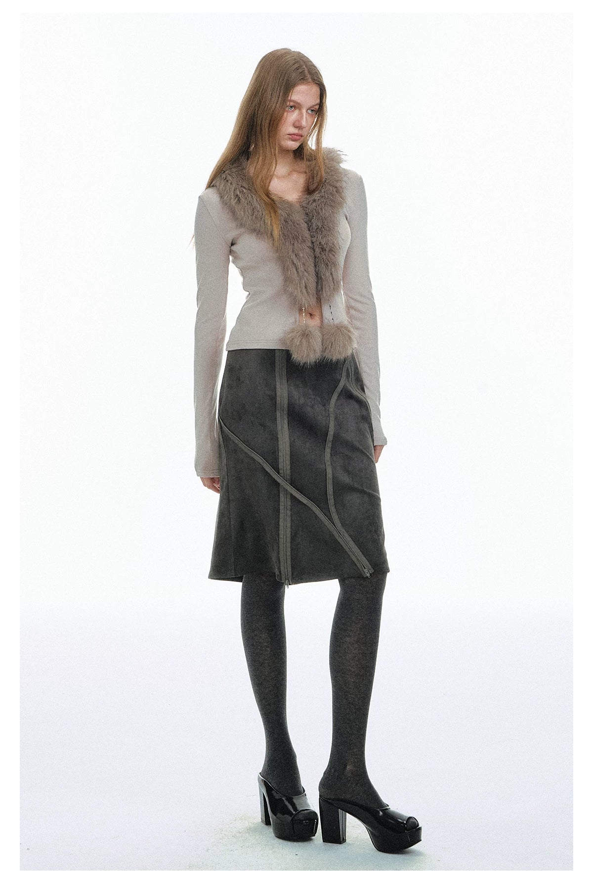 Faux-Fur Trim Knit Cardigan - 360 view 4