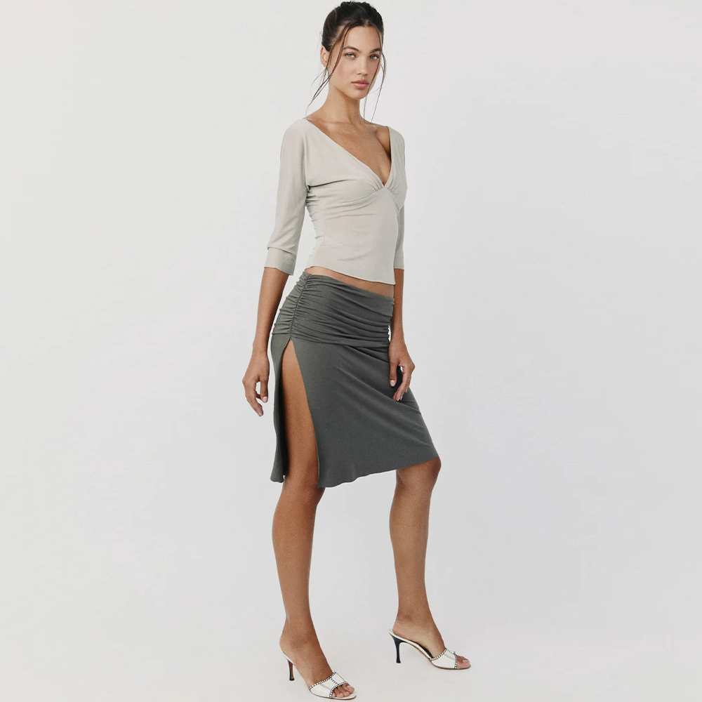 V-Neck Top & Midi Skirt - 360 view 8