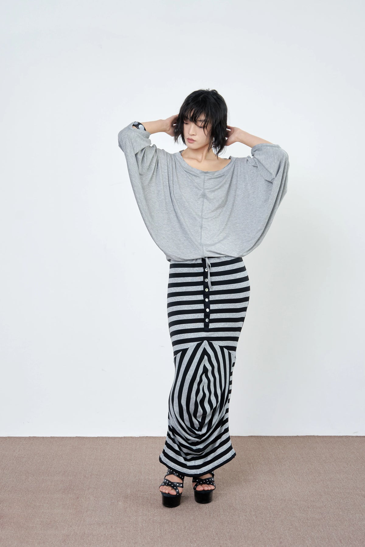 TROPICEYE Stripe Knit Fishtail Skirt