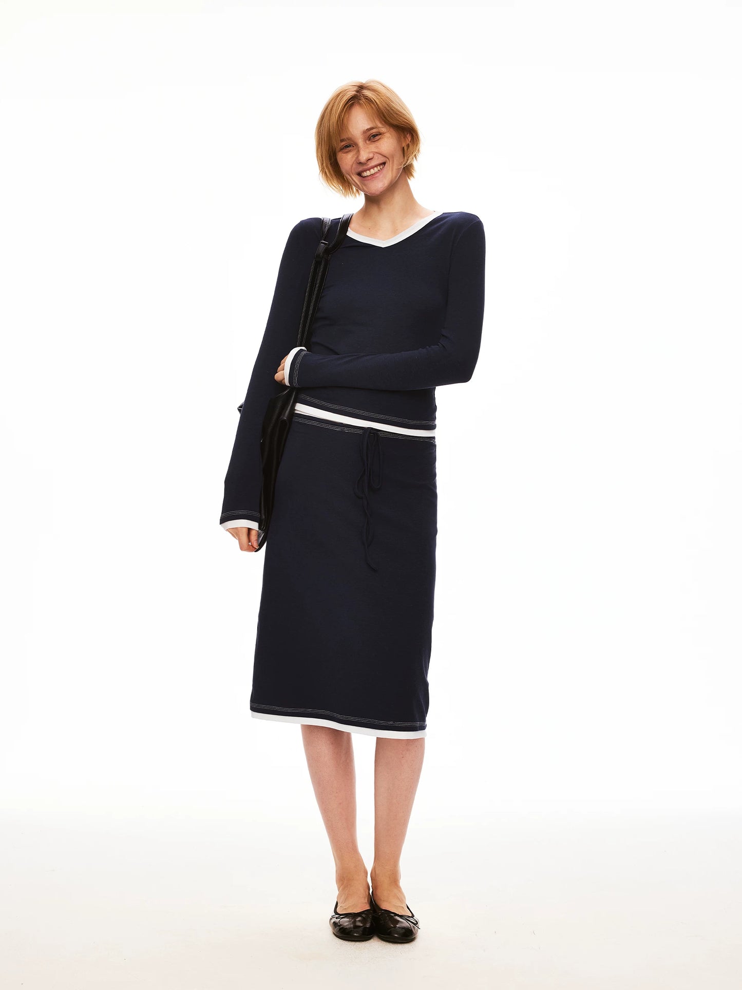 Tencel Modal Contrast Panel Skirt Set